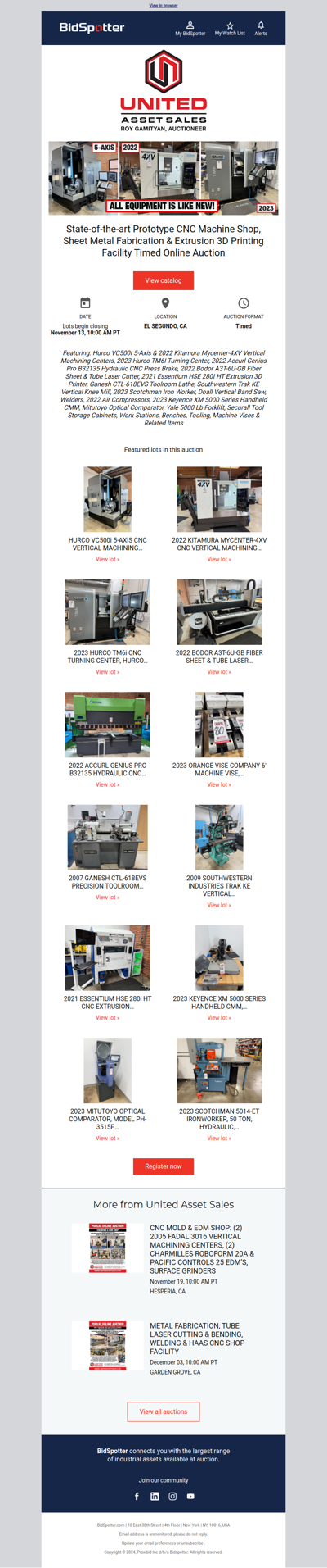 State-of-the-art Prototype CNC Machine Shop, Sheet Metal Fabrication & Extrusion 3d Printing Facility Timed Online Auction