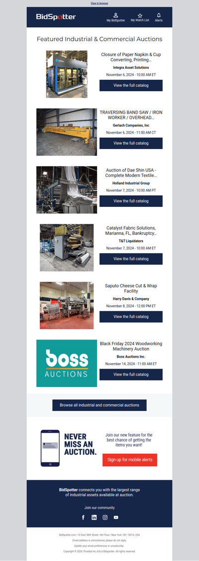 Featured Industrial and Commercial Auctions