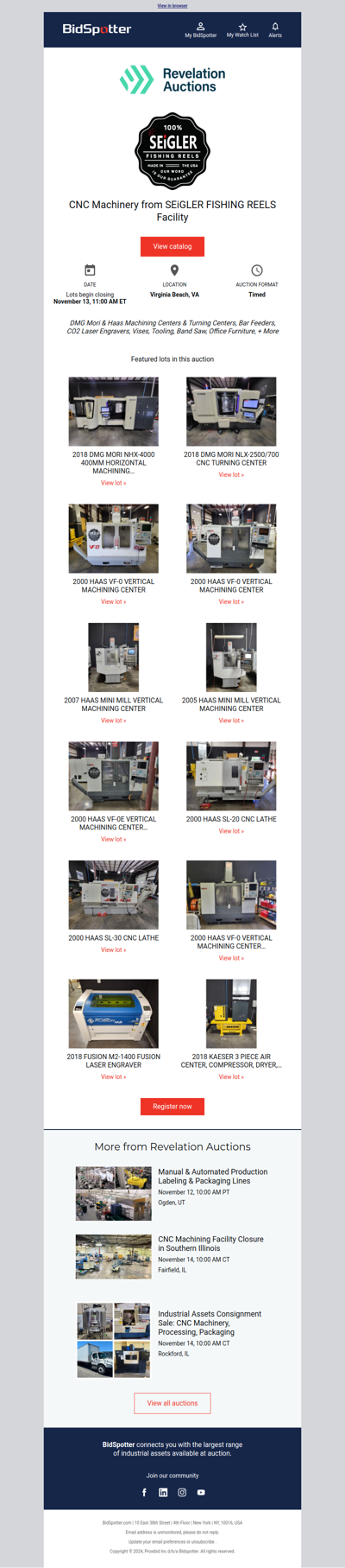 CNC Machinery from SEiGLER FISHING REELS Facility