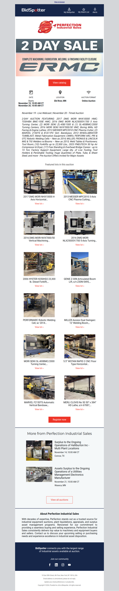 Nov. 19 & 20 - 2-Day Metalworking Plant Auction Sale