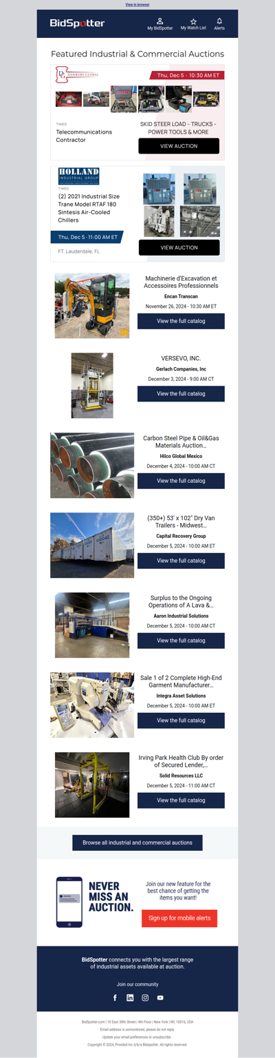 Featured Industrial and Commercial Auctions