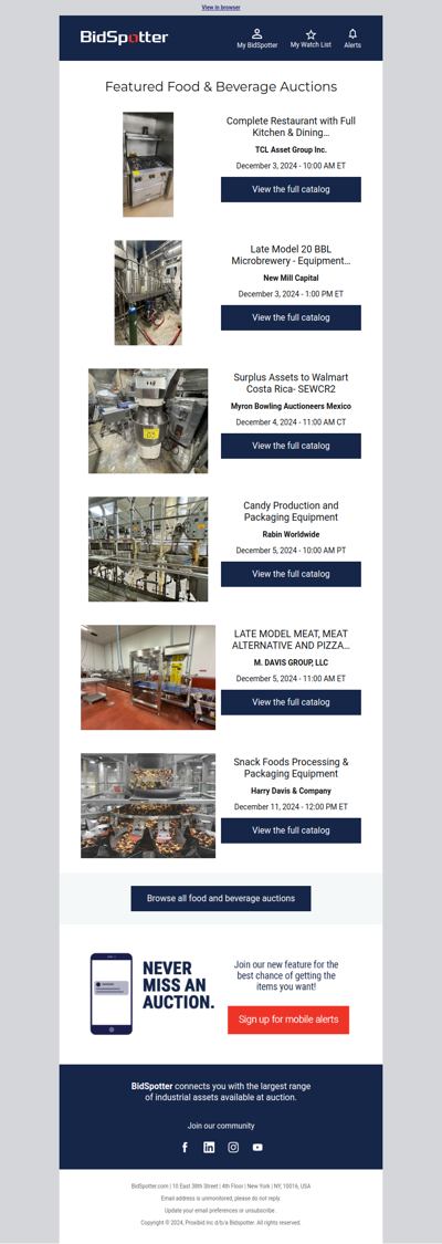 Featured Food & Beverage Auctions