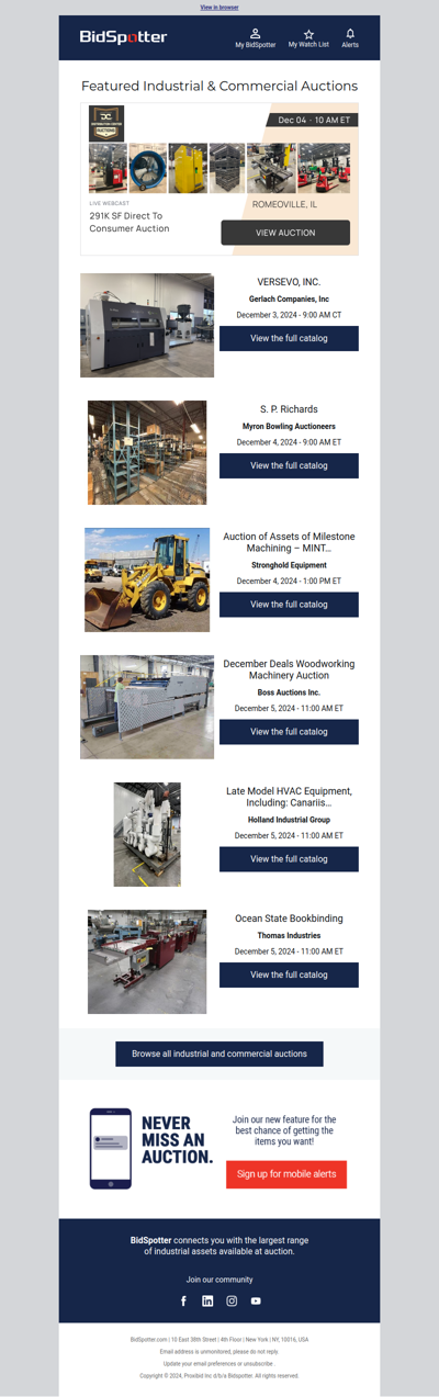 Featured Industrial and Commercial Auctions