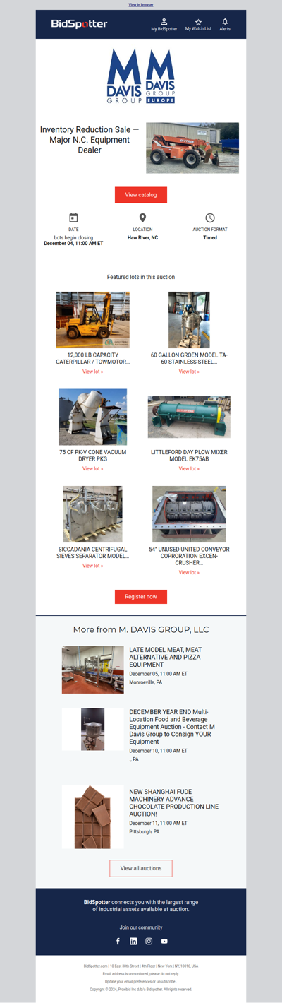 Inventory Reduction Sale — Major N.C. Equipment Dealer