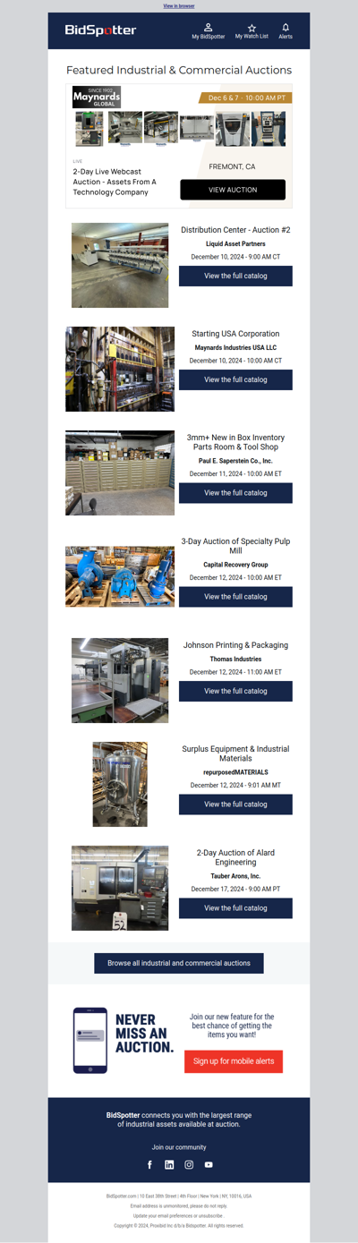 Featured Industrial and Commercial Auctions