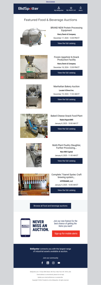 Featured Food & Beverage Auctions