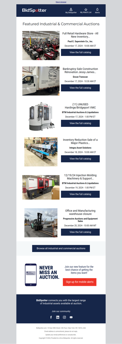 Featured Industrial and Commercial Auctions