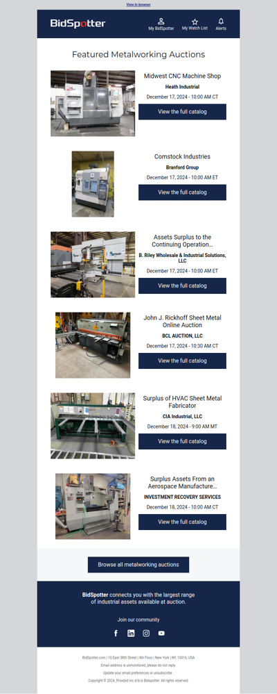 Featured Metalworking auctions