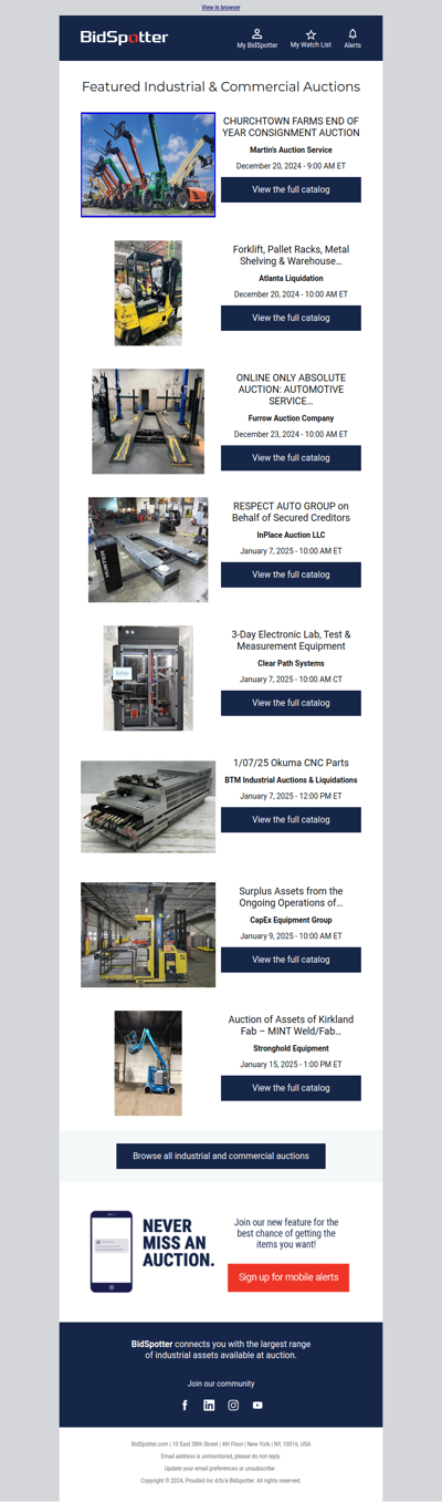 Featured Industrial and Commercial Auctions