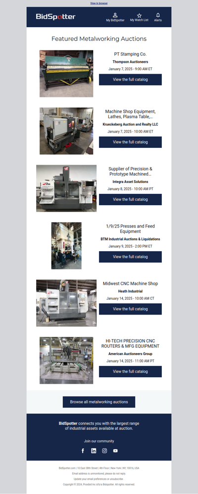 Featured Metalworking auctions