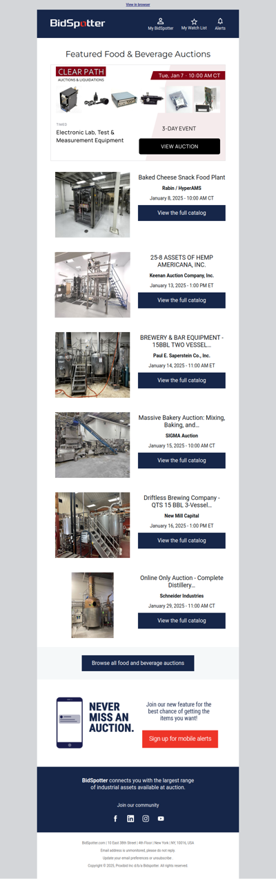 Featured Food & Beverage Auctions