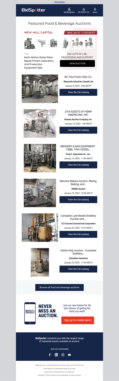 Featured Food & Beverage Auctions