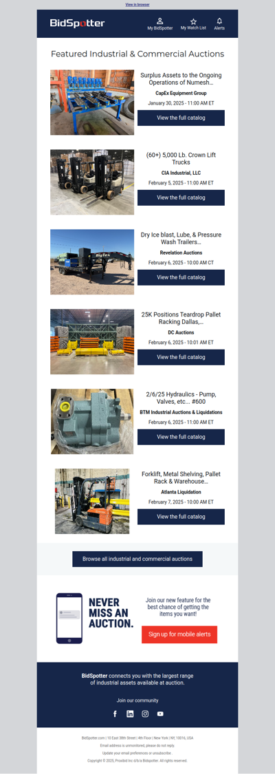 Featured Industrial and Commercial Auctions