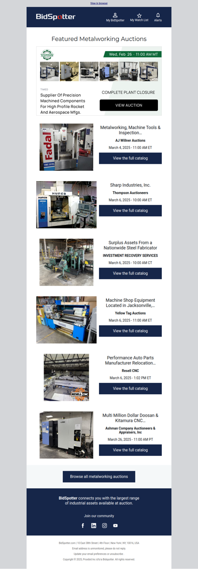 Featured Metalworking auctions