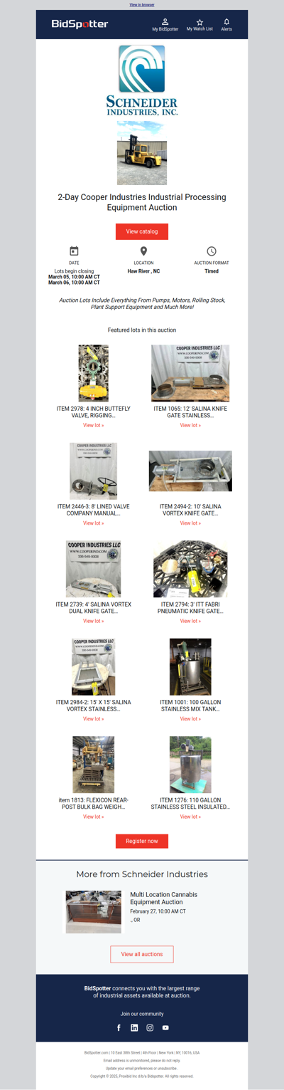 2-Day Cooper Industries Industrial Processing Equipment Auction