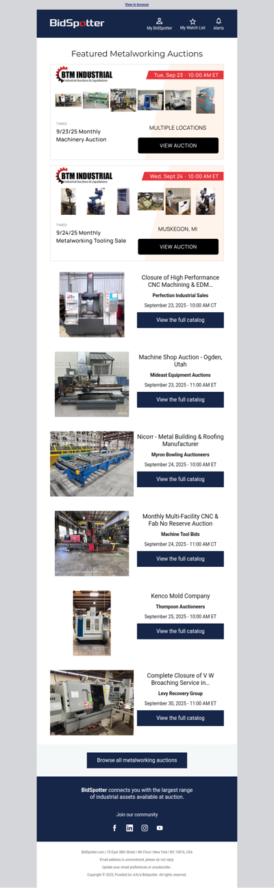 Featured Metalworking Auctions