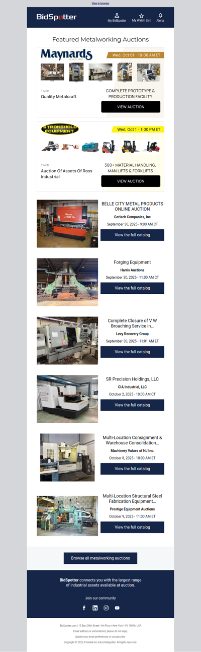 Featured Metalworking Auctions