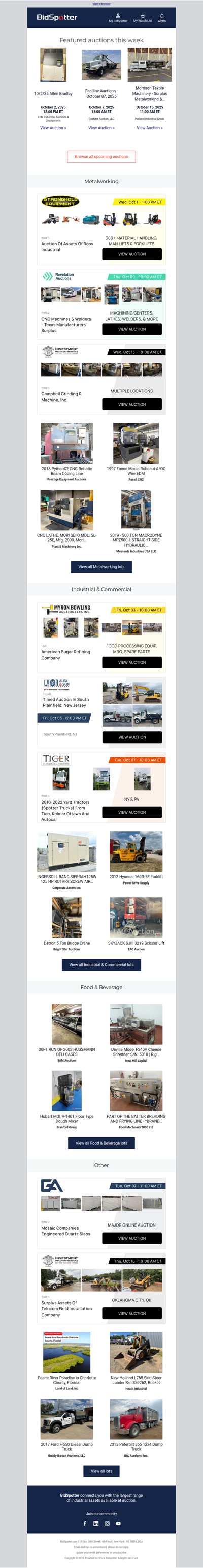 Upcoming BidSpotter Auctions - Don't Miss Out