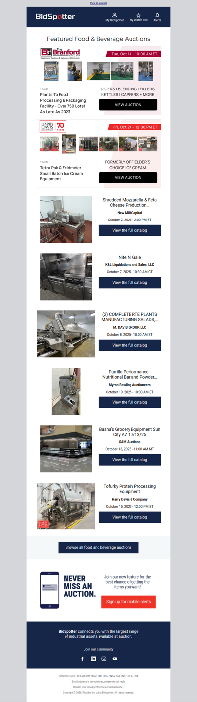 Featured Food & Beverage Auctions