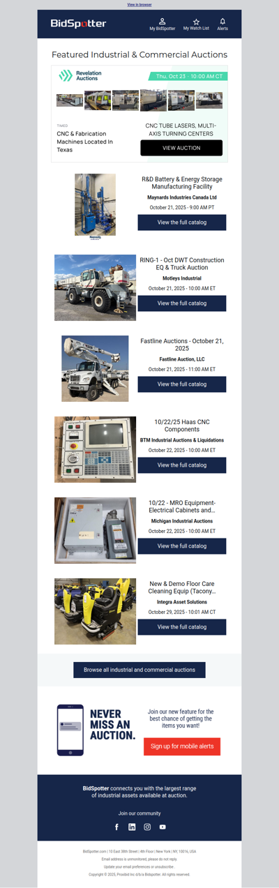 Featured Industrial and Commercial Auctions