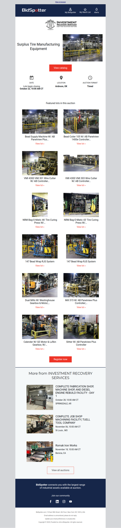 Surplus Tire Manufacturing Equipment | October 22