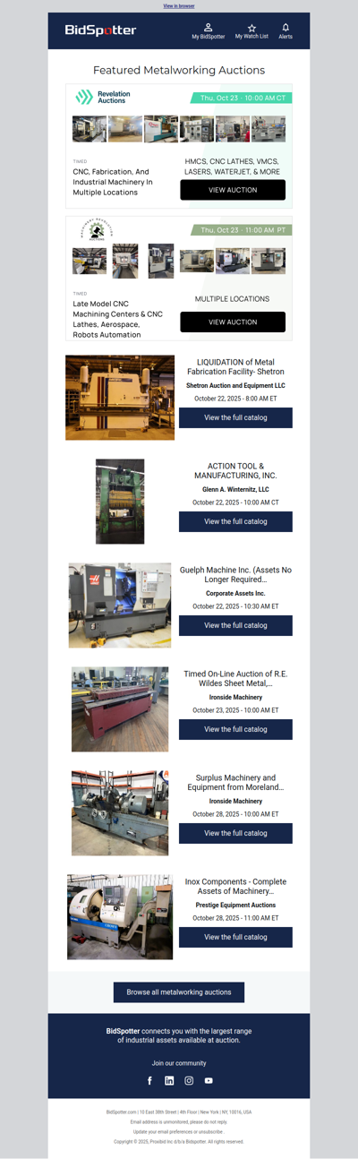 Featured Metalworking Auctions