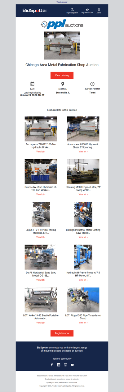 Chicago Area Metal Fabrication Shop Auction