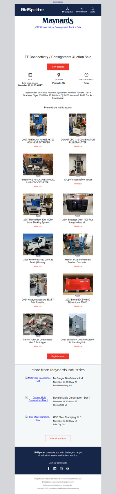 TE Connectivity / Consignment Auction Sale