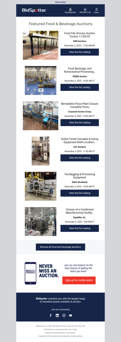 Featured Food & Beverage Auctions