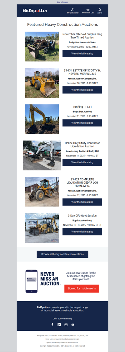 Featured Heavy Construction Auctions