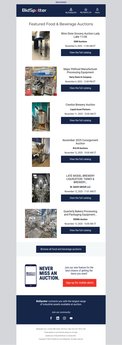 Featured Food & Beverage Auctions