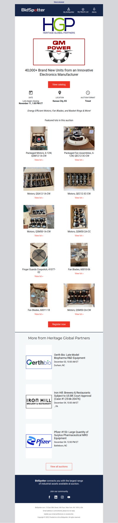 40,000+ New Motors, Fan Blades & Assemblies – Auction on 11/11