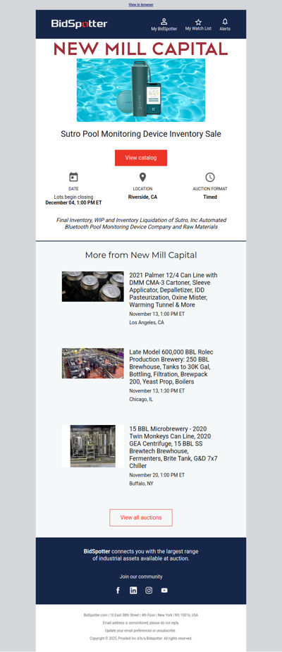 Sutro Pool Monitoring Inventory Sale