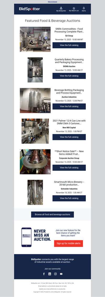 Featured Food & Beverage Auctions
