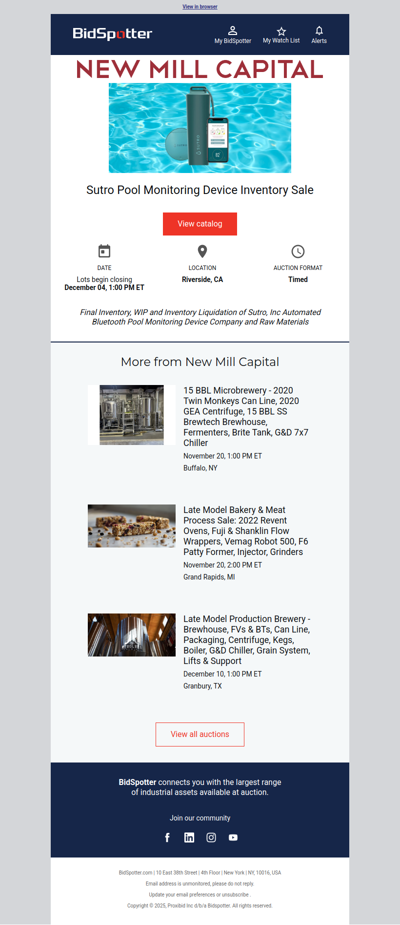 Pool Monitoring Inventory Sale - Lot List Posted