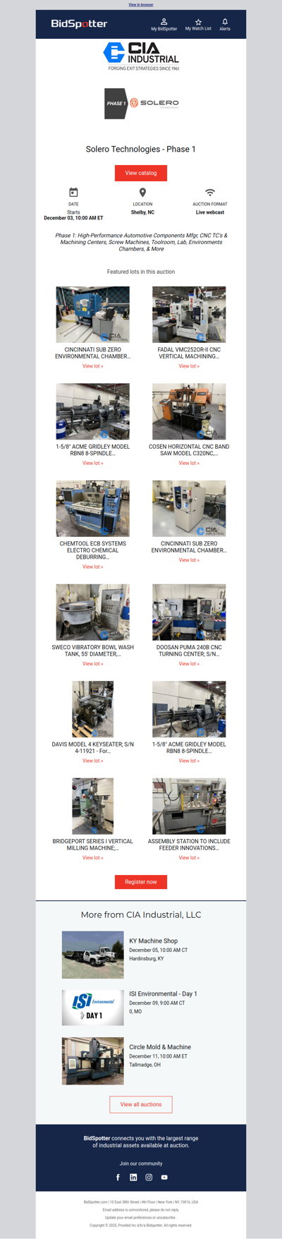 High Performance Automotive Mfr Auction