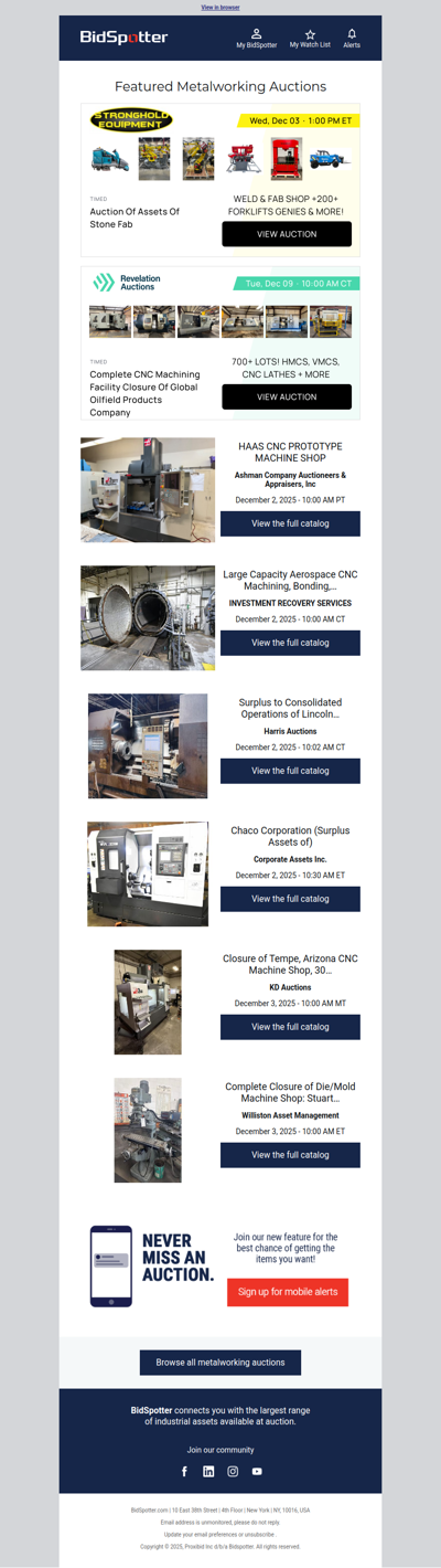 Featured Metalworking Auctions