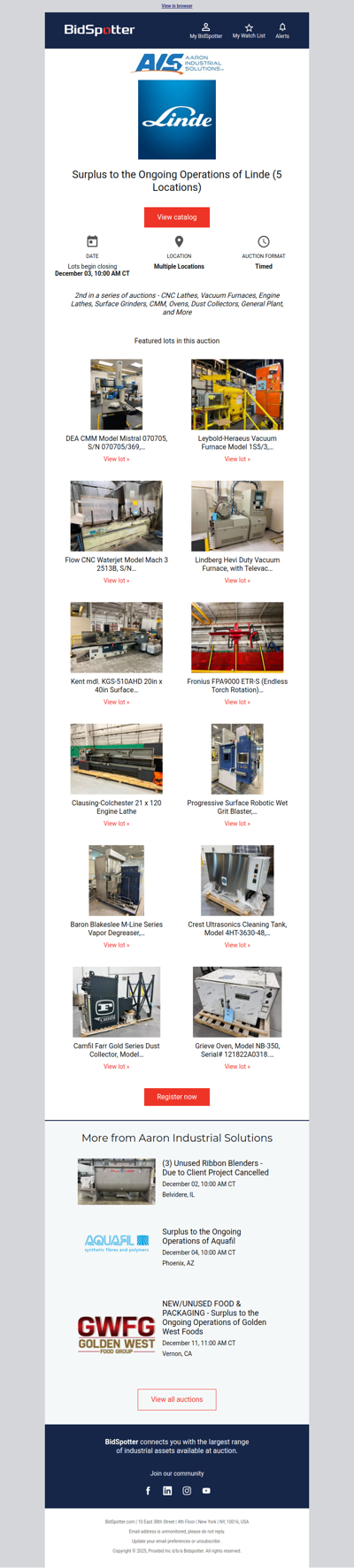 Surplus to the Ongoing Operations of Linde (5 Locations)