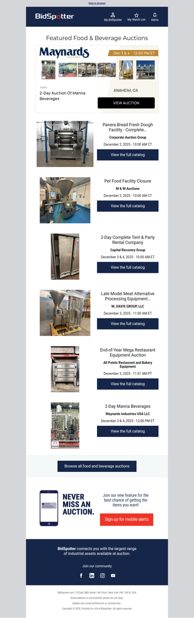 Featured Food & Beverage Auctions