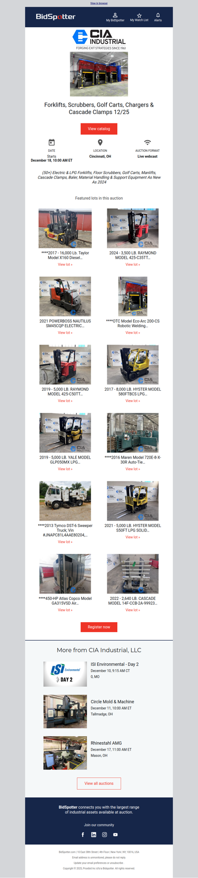 Forklifts, Scrubbers, Golf Carts, Chargers & Cascade Clamps 12/25