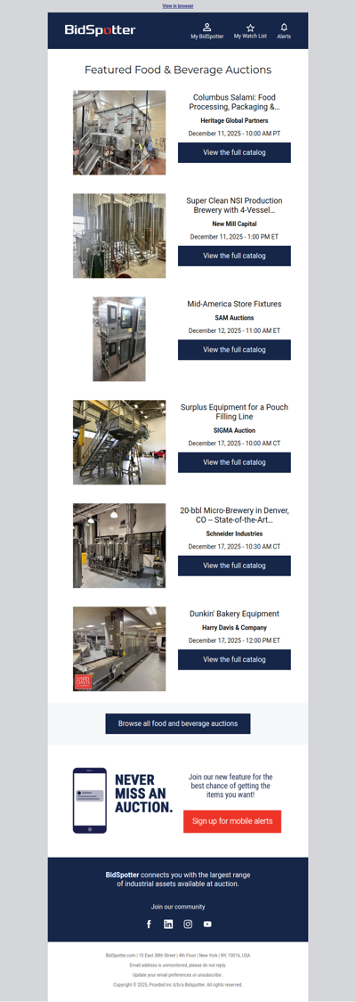 Featured Food & Beverage Auctions
