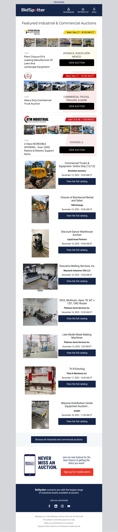 Featured Industrial and Commercial Auctions