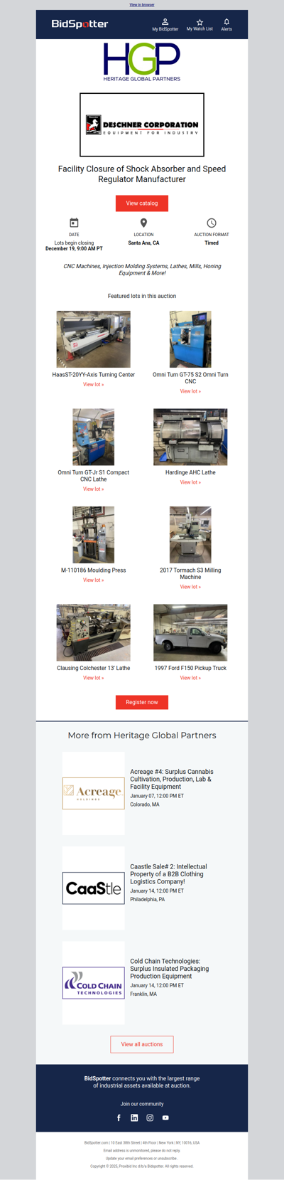 CNC Machines, Lathes & Injection Molding Systems – Auction on 12/19