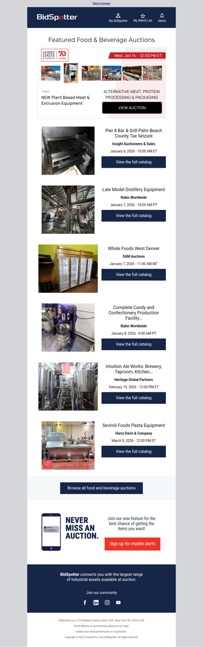 Featured Food & Beverage Auctions