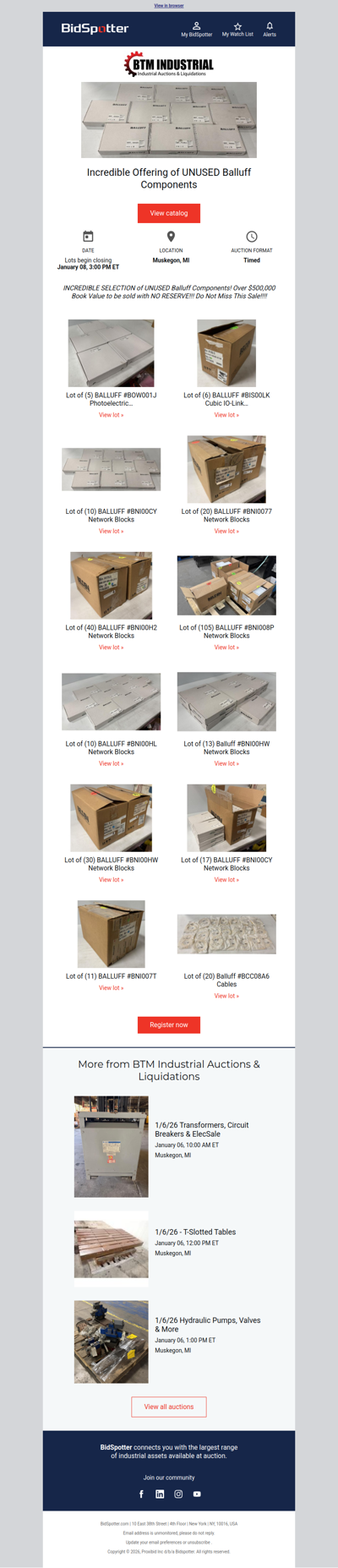 Incredible Offering of UNUSED Balluff Components