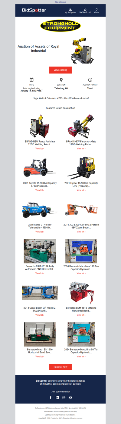 Auction of Assets of Royal Industrial