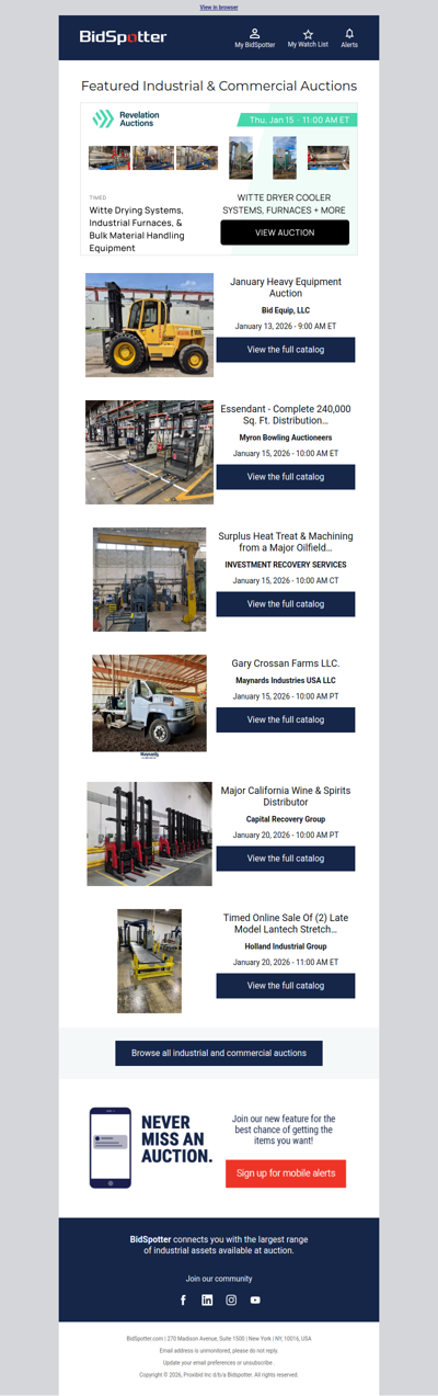 Featured Industrial and Commercial Auctions