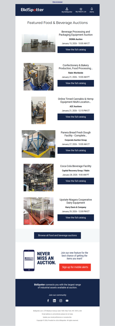 Featured Food & Beverage Auctions
