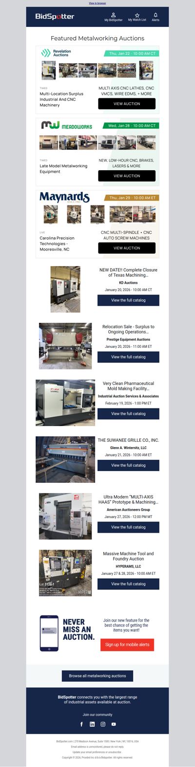 Featured Metalworking Auctions