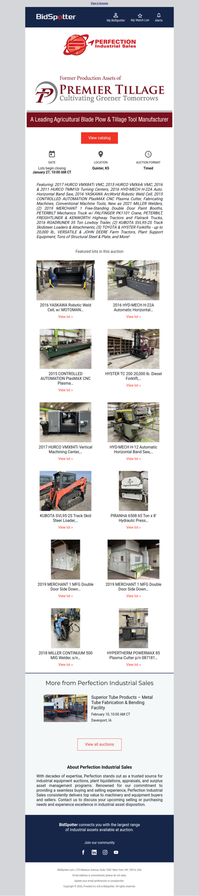 Bidding Ends Tomorrow! Former Production Assets of Premier Tillage
